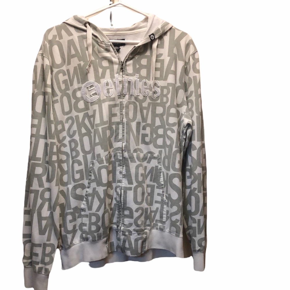 Men’s White/Gray Zippered Hoodie Size L
